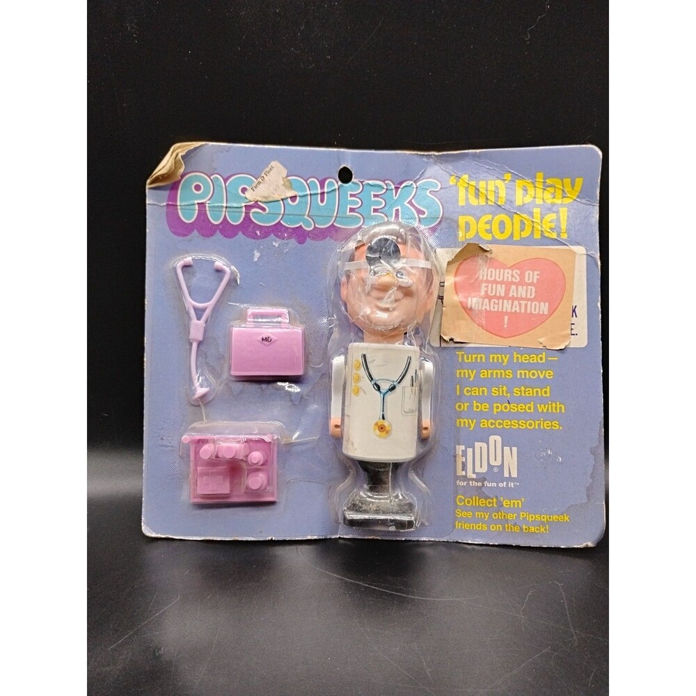 1970 vintage Eldon toys PIPSQUEEKS doctor MOC action figure unopened Damaged Box